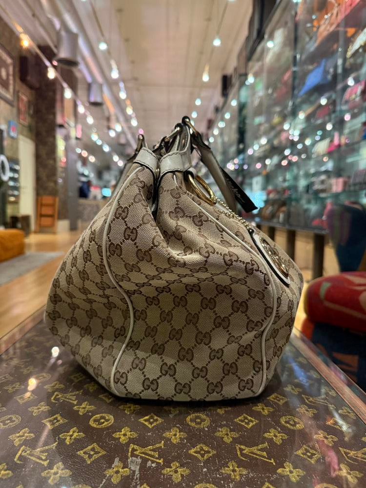 Gucci GG Canvas/Leather Medium Sukey Hobo Bag