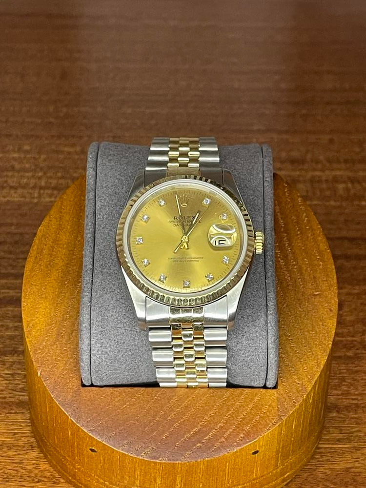 Rolex Datejust 36mm Two-Tone Champagne Diamond Dial Watch Only