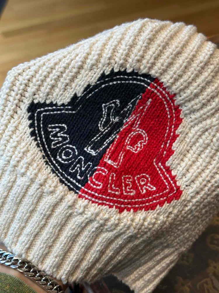 Moncler Berretto Tricot Knitted Beanie Off White