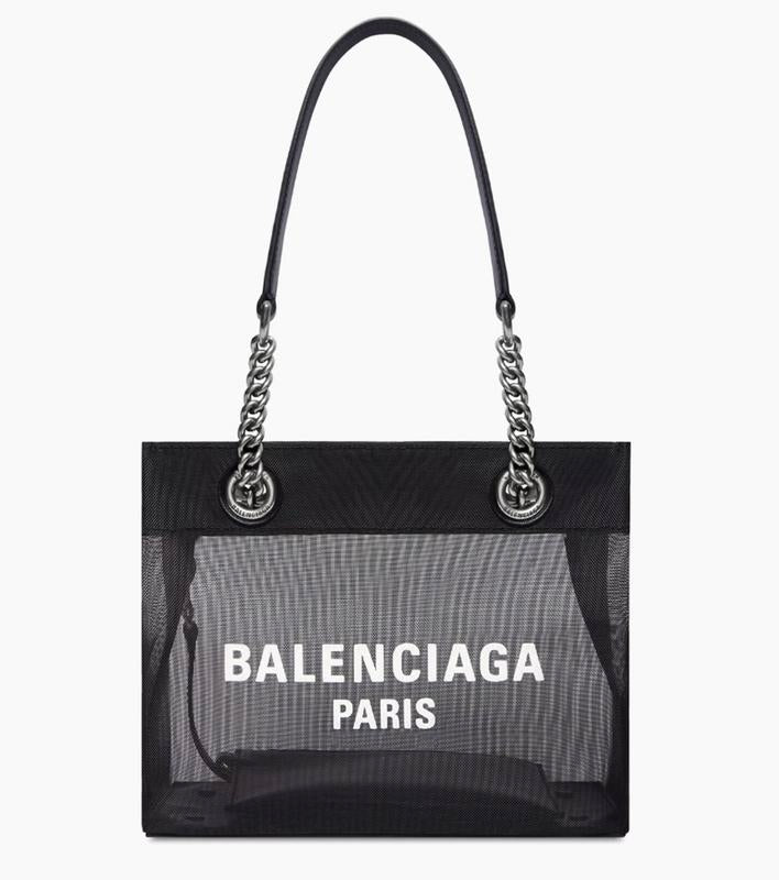 Balenciaga Black Mesh/Leather Medium Duty Free Tote w/ Pouch