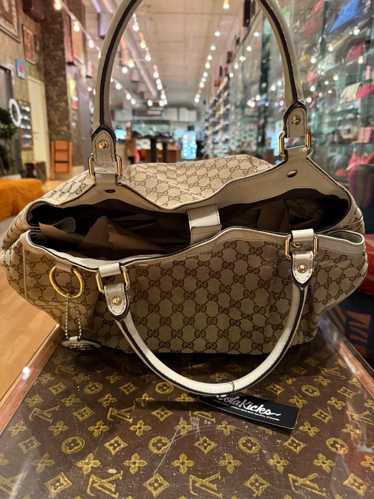 Gucci GG Canvas/Leather Medium Sukey Hobo Bag