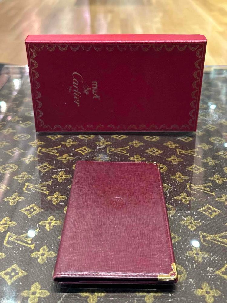 90's Cartier Must de Cartier Long Wallet Burgundy Calfskin