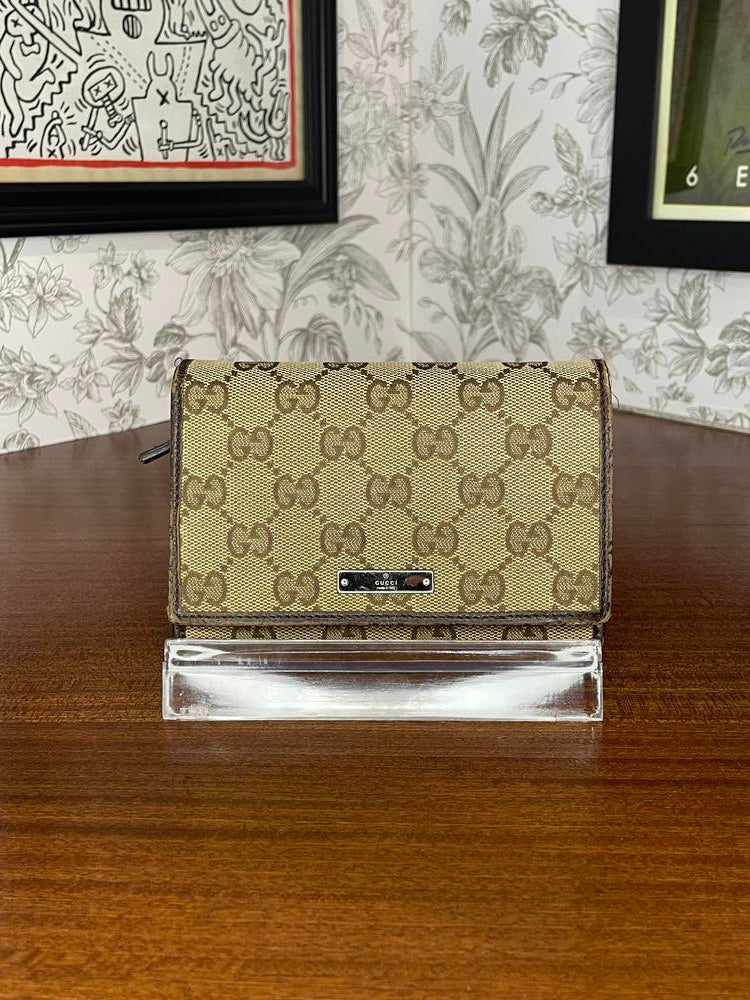 Gucci Brown Monogram Snap Wallet