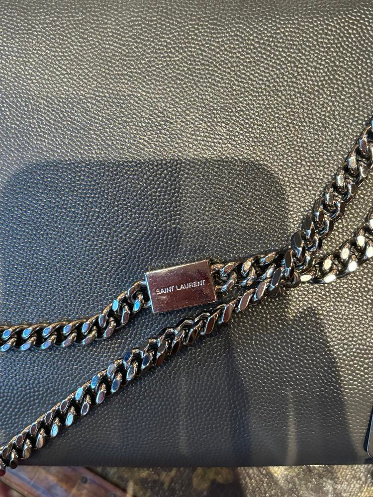 Saint Laurent Grain De Poudre Medium Kate Chain Bag Grey