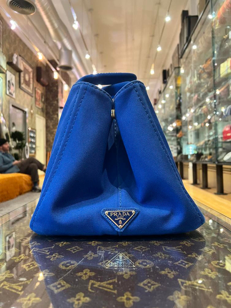 Prada Canapa Canvas Handbag Royal Blue