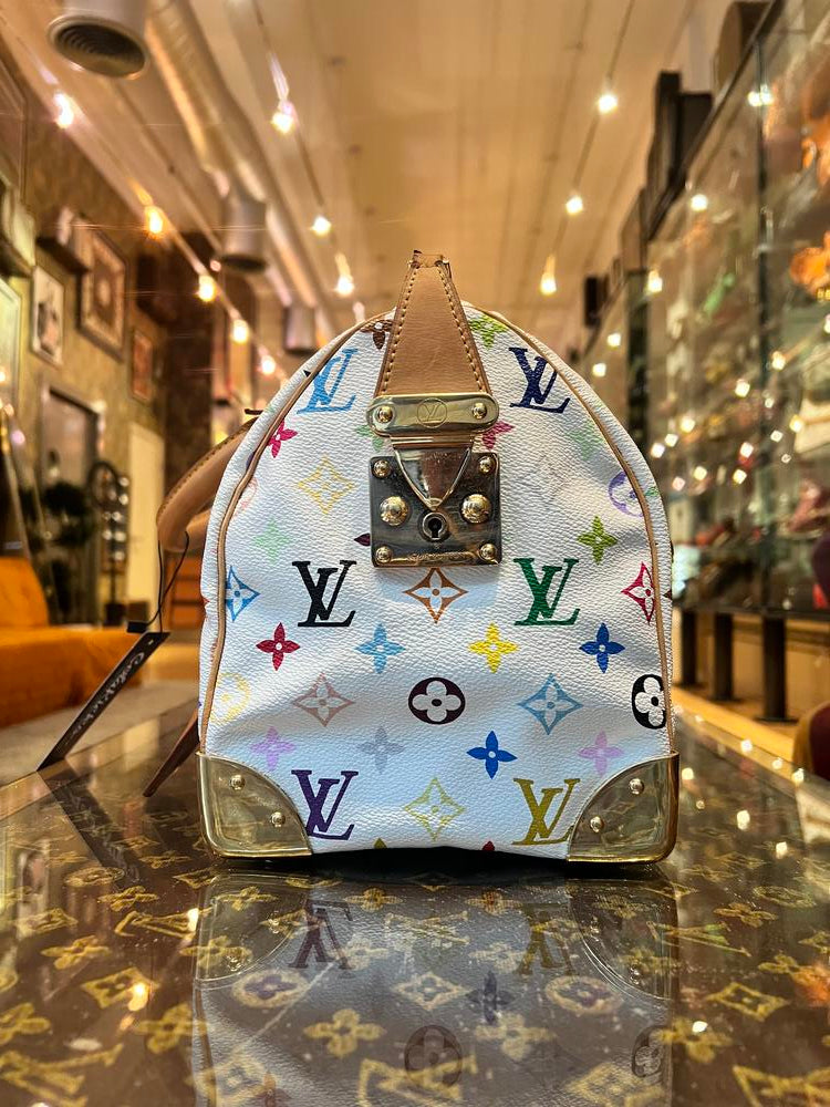 Louis Vuitton White Multi Murakami Speedy 30