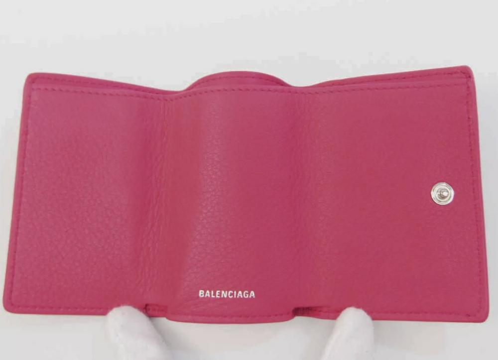 Balenciaga Papier Mini Leather Compact Wallet Pink