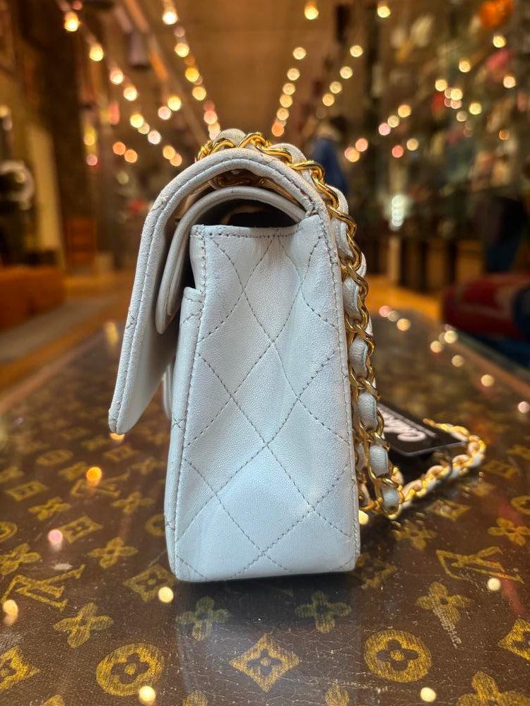 Chanel Classic White Caviar Quilted Double Flap Bag (1986-1988)