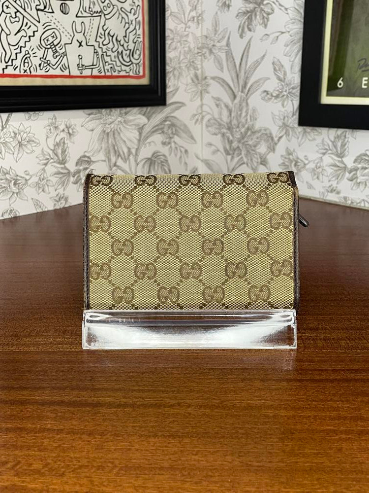 Gucci Brown Monogram Snap Wallet