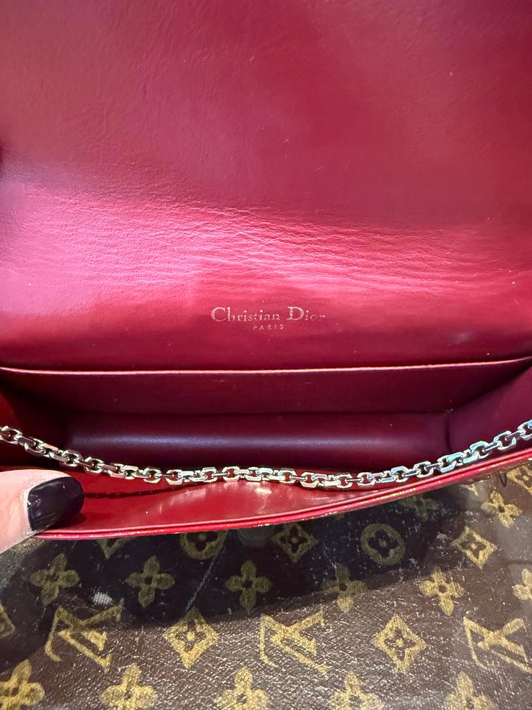 Dior Lady Dior Cherry Red Patent Leather Chain Bag