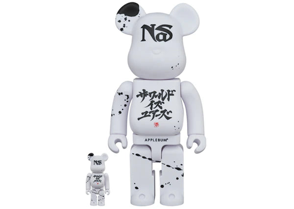 Bearbrick x Nas x APPLEBUM 100% & 400% Set White