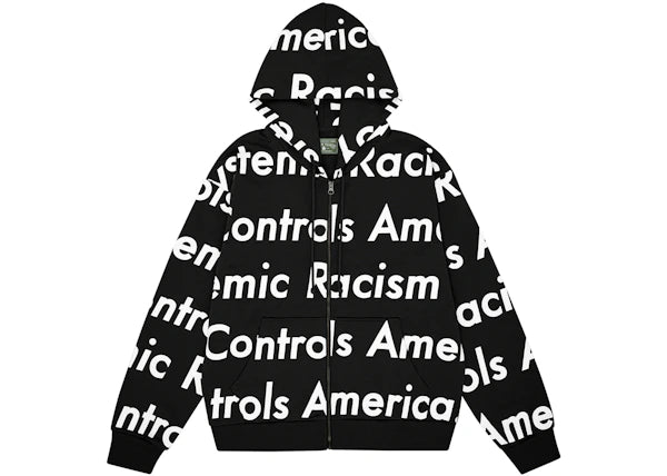 Denim Tears x Arthur Rafa Systemic Racism Controls America Zip Up Hoodie Black