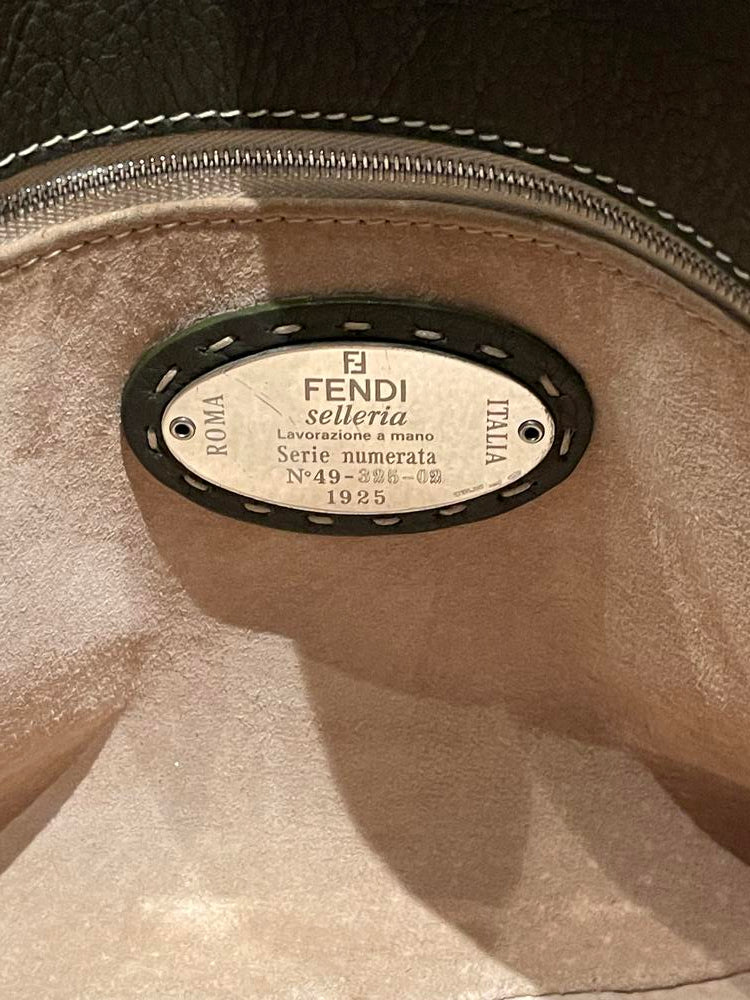 Fendi Dark Olive Stitched Shoulder Bag