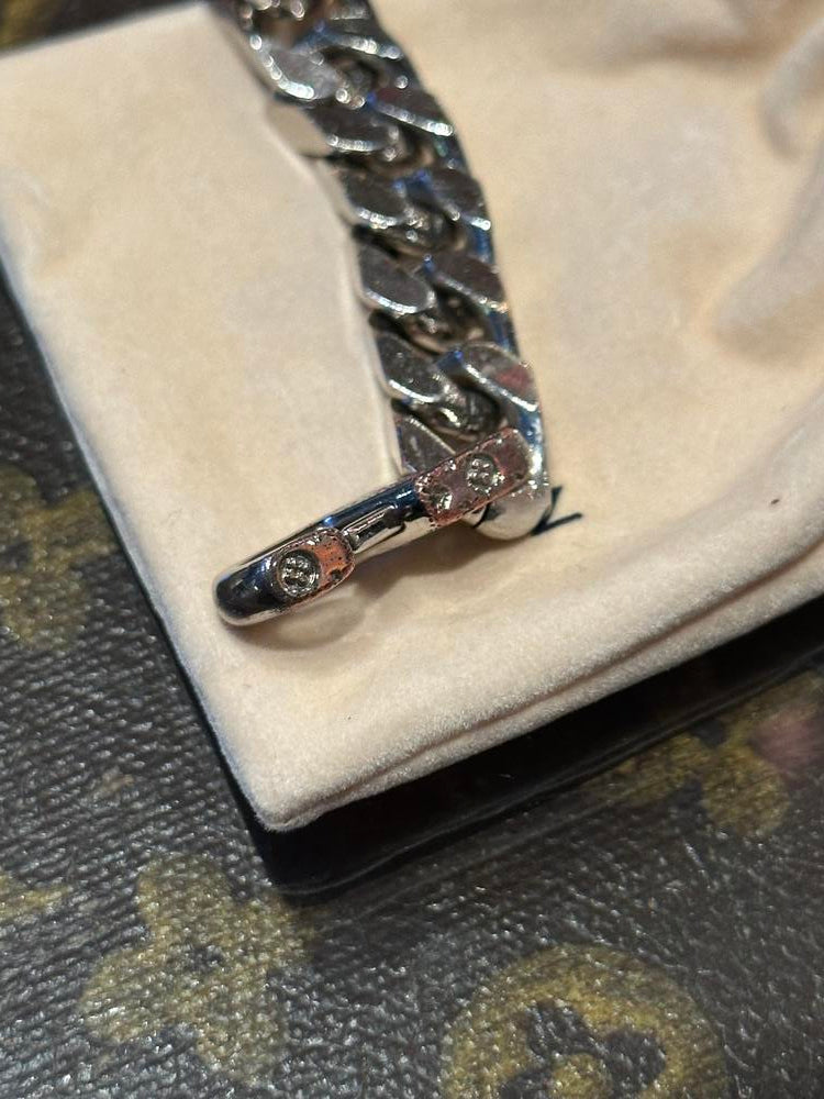 Louis Vuitton Silver Chain Logo Bracelet