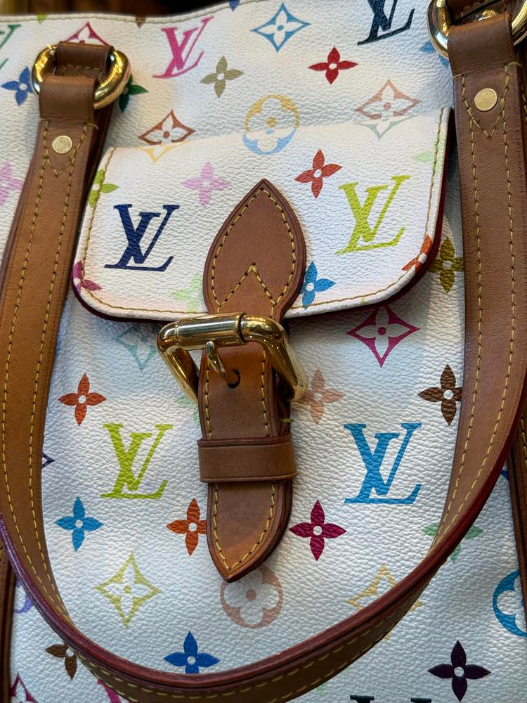 Louis Vuitton White Multi Murakami Aurelia GM w/ Pouch