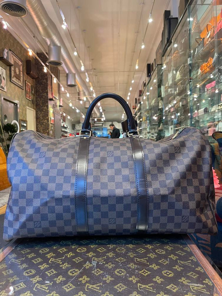 Louis Vuitton Damier Ebene Keepall 50 w/ Luggage Tag