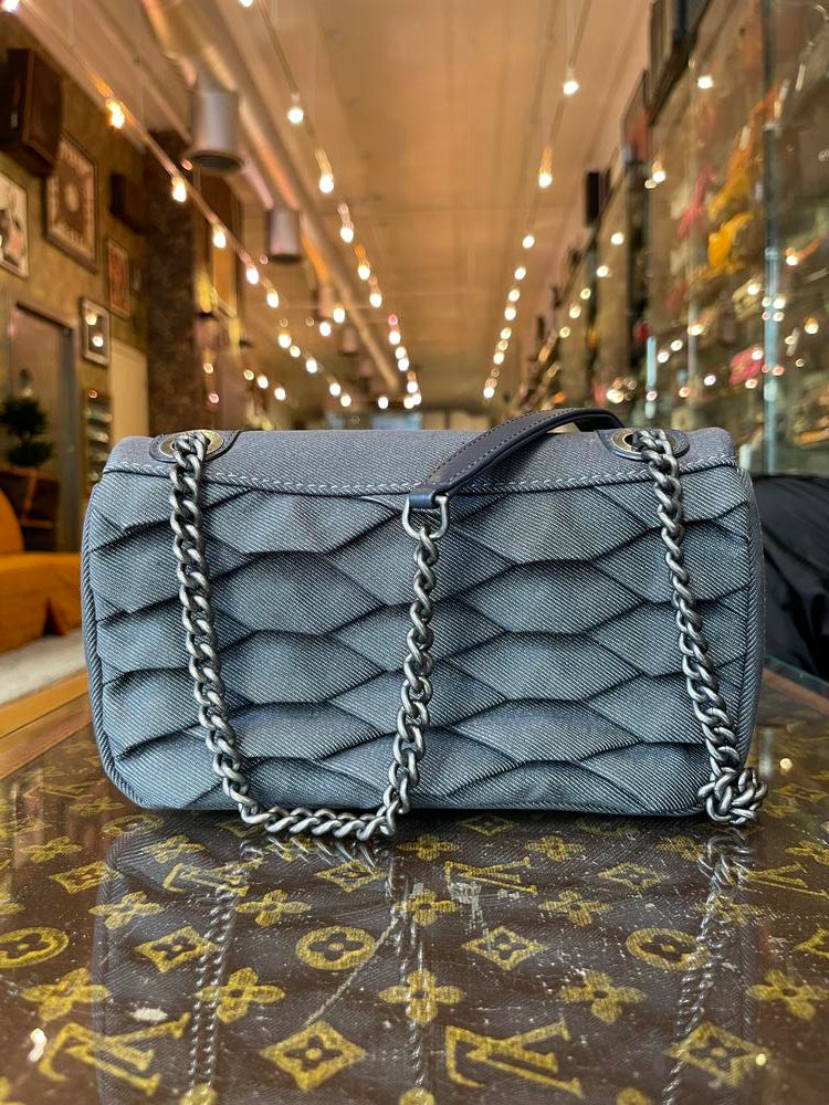 Chanel Denim Pleated Classic Flap Bag