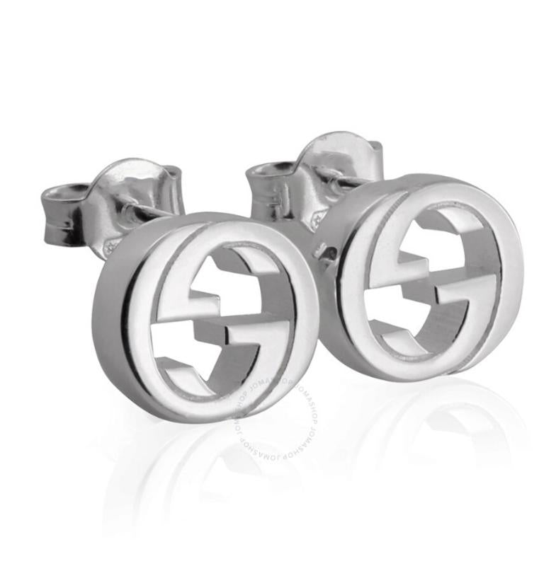 Gucci Interlocking GG Stud Earrings 925 Sterling Silver