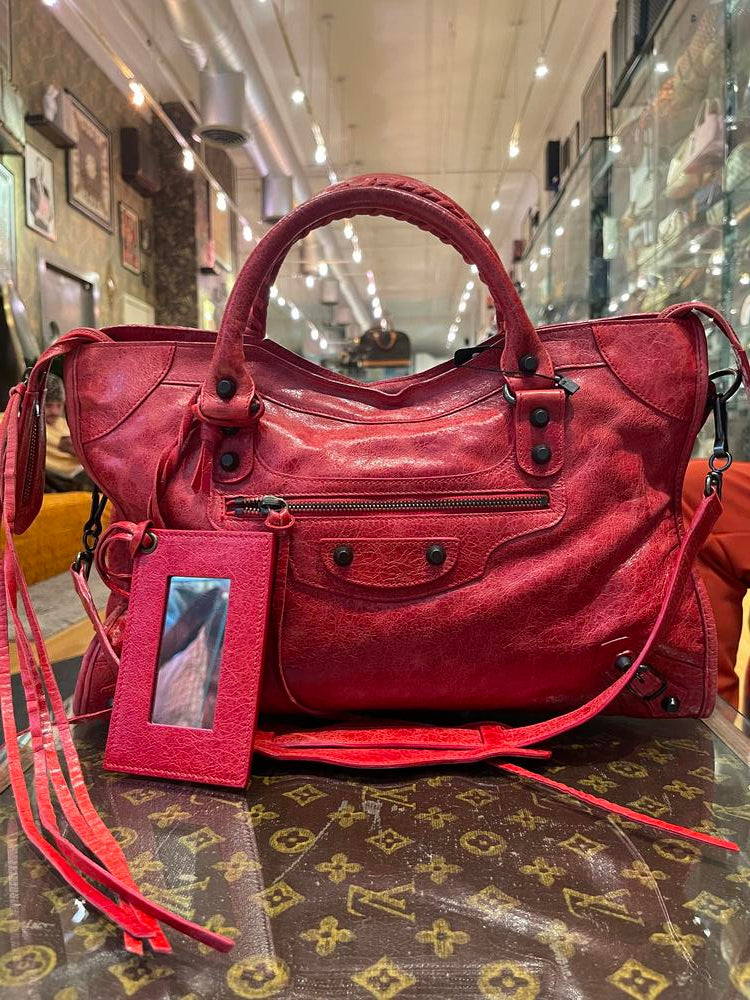 Balenciaga Red Leather Classic City Bag