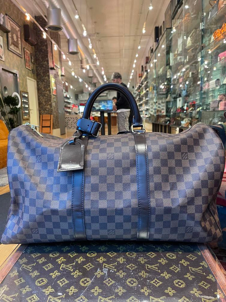 Louis Vuitton Damier Ebene Keepall 50 w/ Luggage Tag