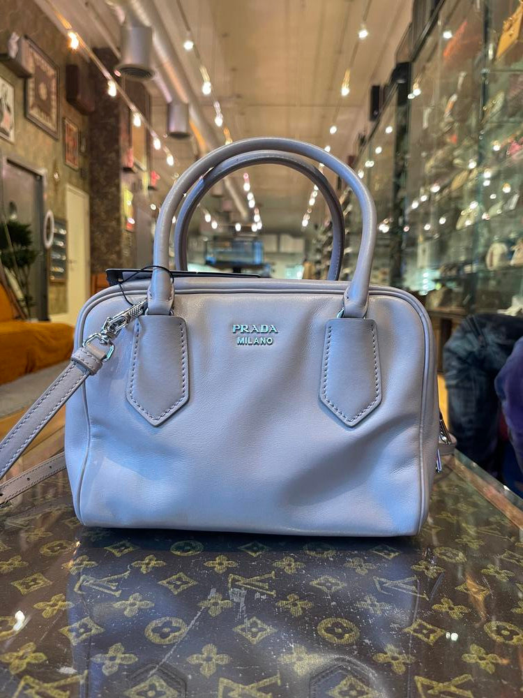 Prada Soft Calf Inside Bauletto Bag Beige