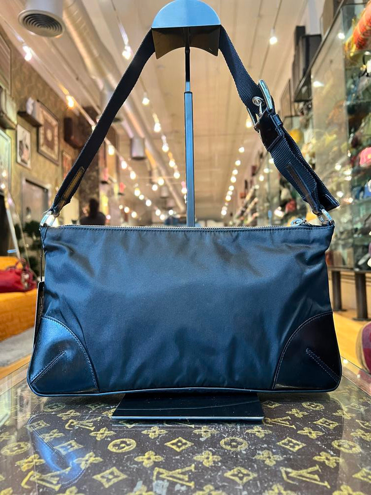 Prada Black Tessuto Nylon/Leather Shoulder Bag