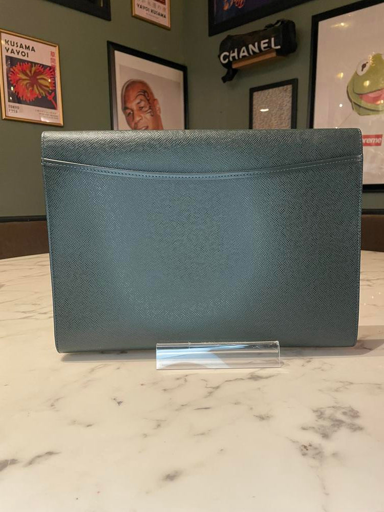 LV Green Taiga Leather Document Holder