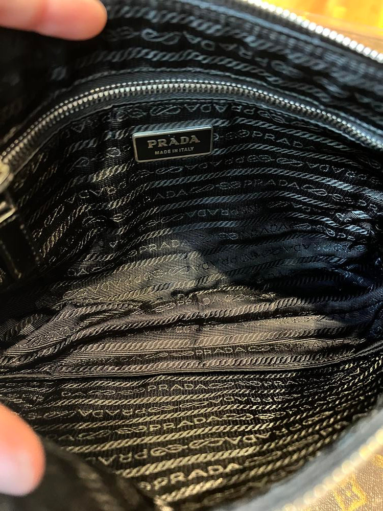 Prada Black Tessuto Nylon/Leather Shoulder Bag