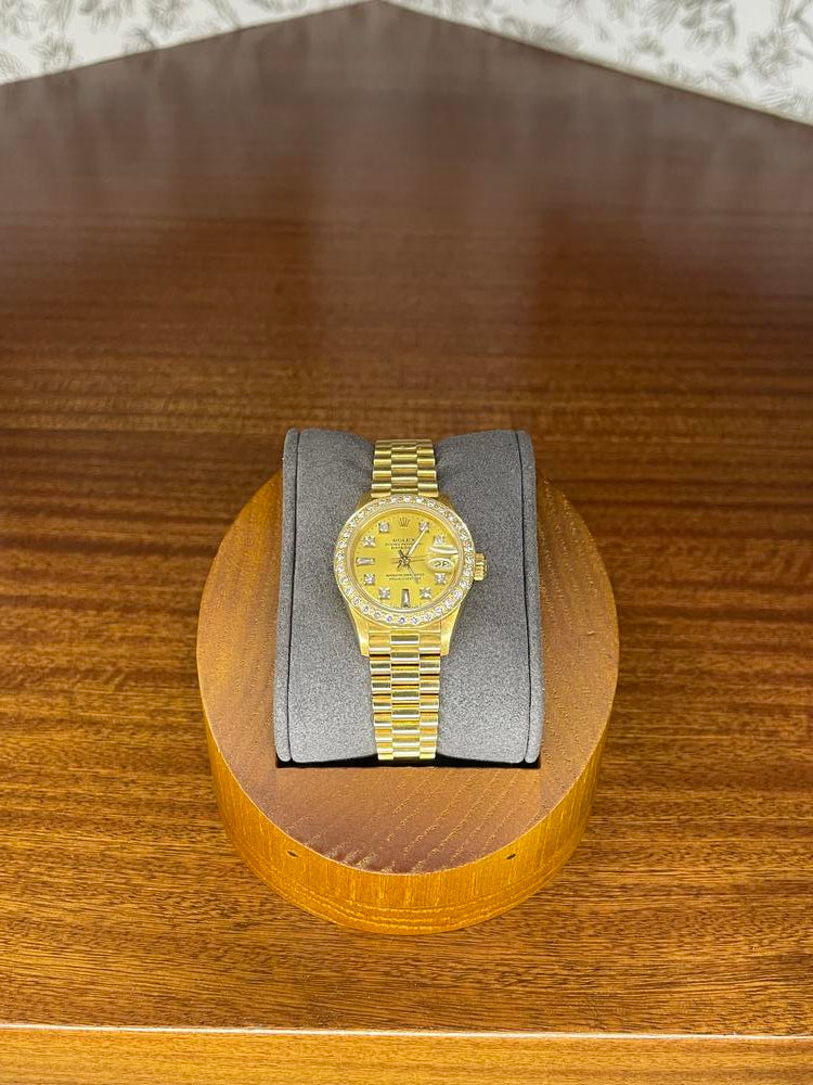 Rolex Lady Presidential Date Just Custom Diamond Bezel 26mm