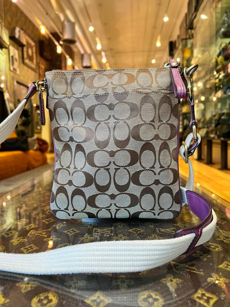 Coach Purple Leather/Canvas Crossbody