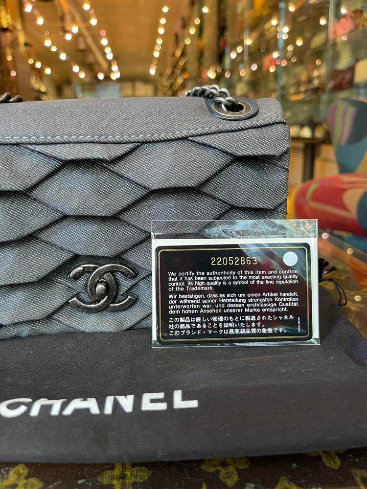 Chanel Denim Pleated Classic Flap Bag