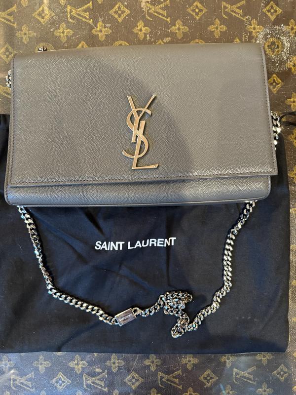 Saint Laurent Grain De Poudre Medium Kate Chain Bag Grey