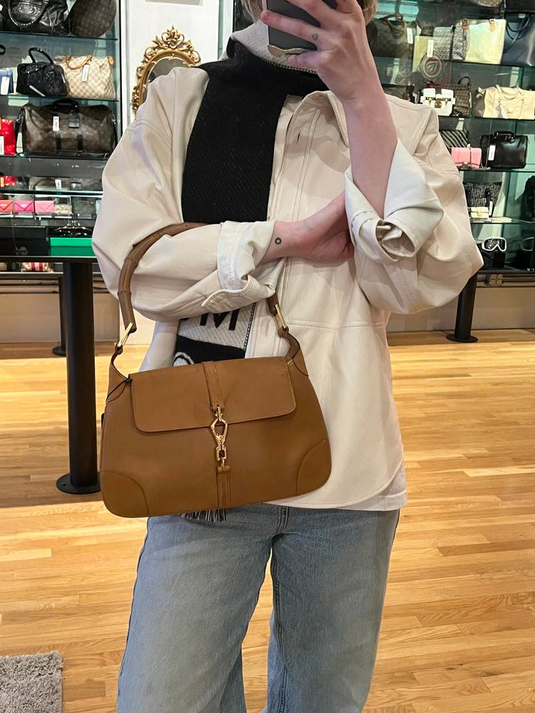 Gucci Brown Leather Bamboo Jackie Handbag