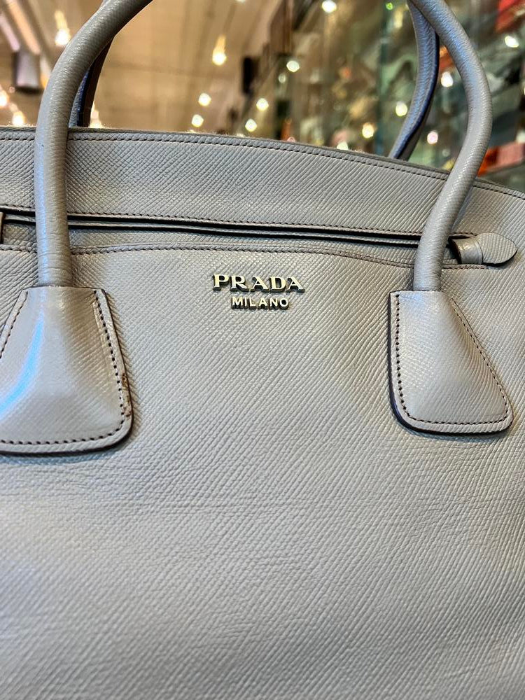 Prada Saffiano Beige Leather Handbag