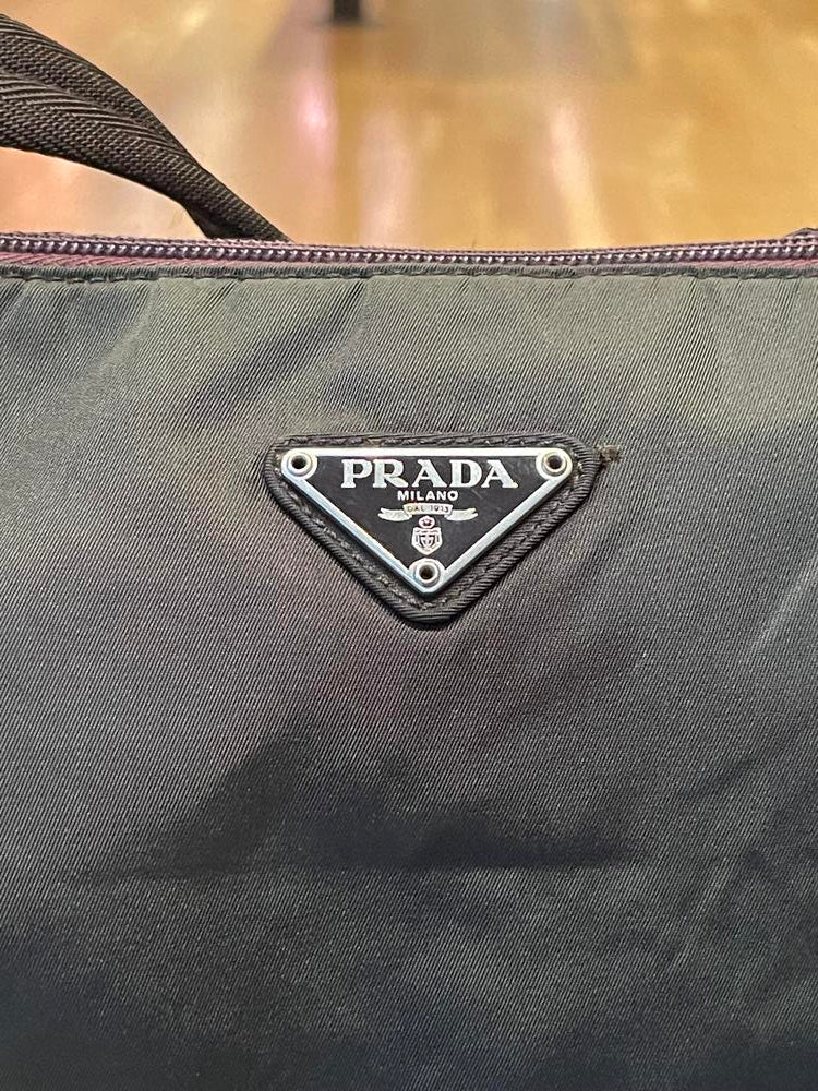 Prada Nylon Pochette Dark Olive/Brown