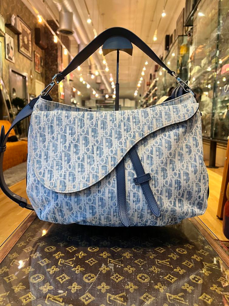 Dior 2Way Kasuri Saddle Bag Blue