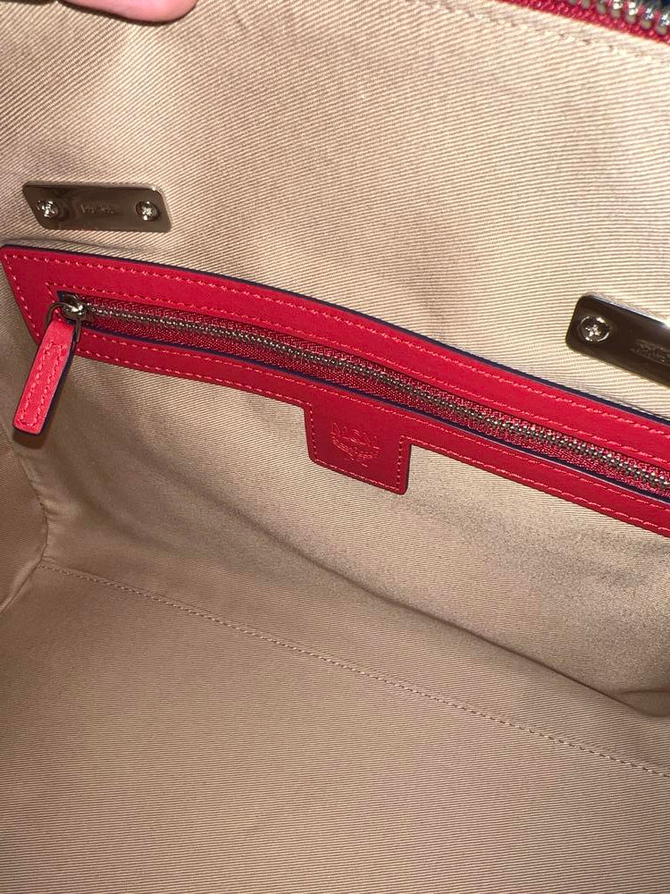 MCM Essential Red Boston Bag w/ Strap