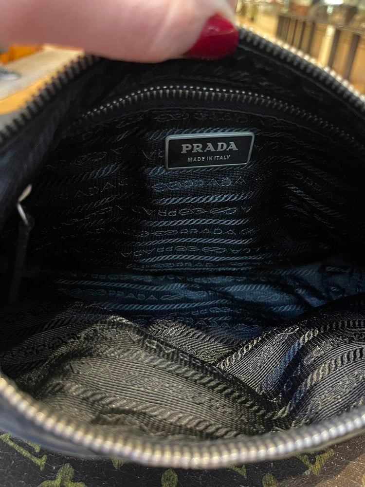 Prada Black Nylon/Leather Shoulder Pochette