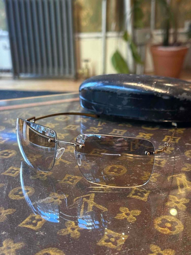 90s Gucci Rimless Sunglasses Gold Frame