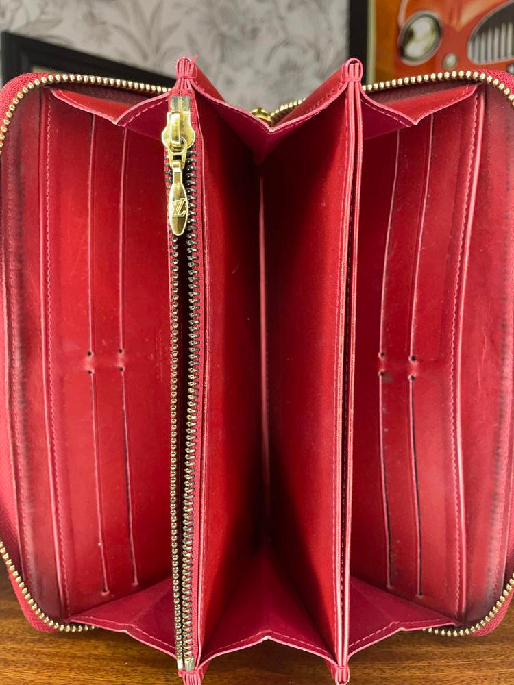 Louis Vuitton Red Vernis Zip Wallet