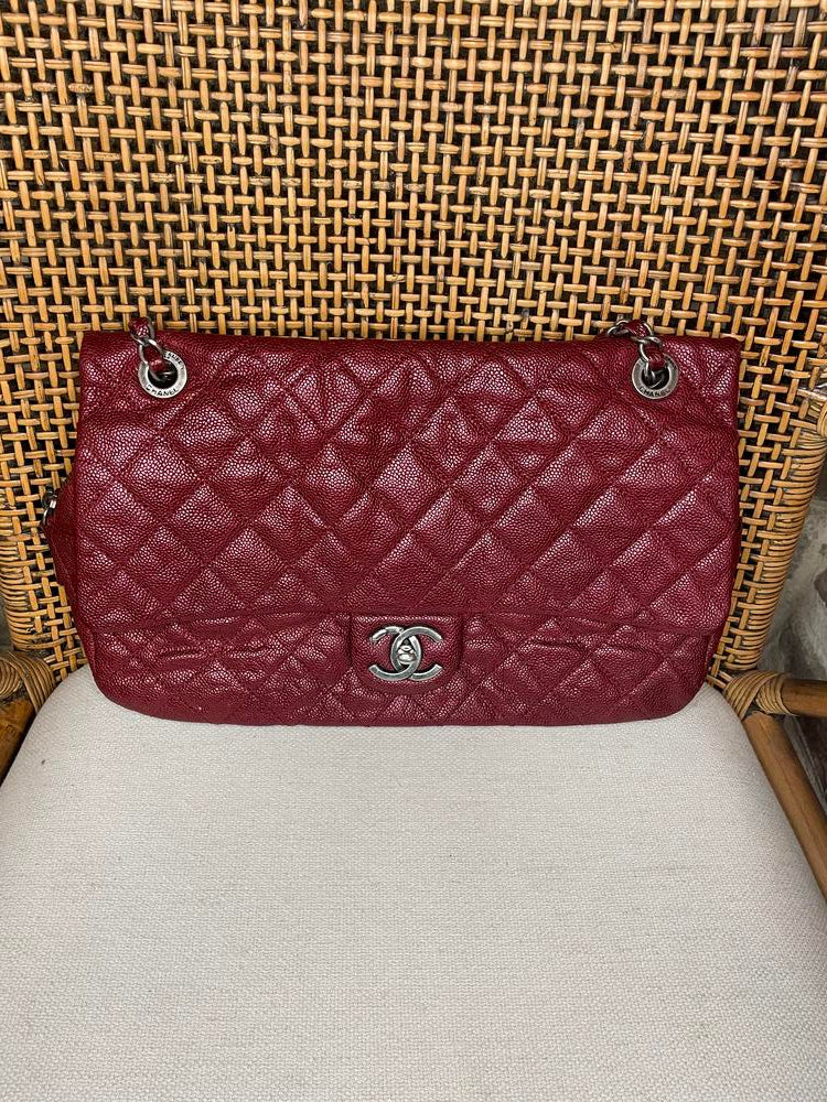 Chanel Caviar Quilted Burgundy Shoulder Bag