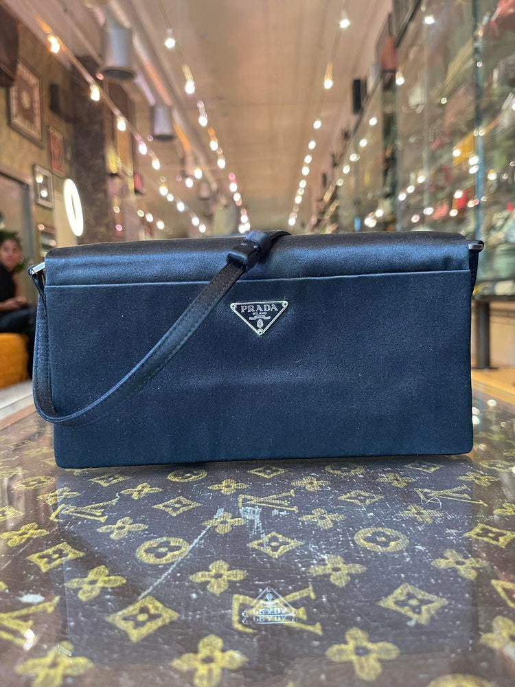 Prada Black Satin Mini Shoulder Bag