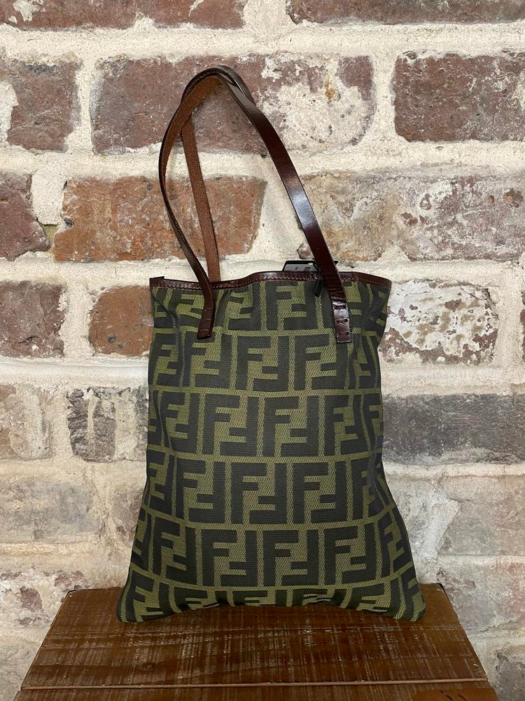 Fendi Small Green Monogram Tote