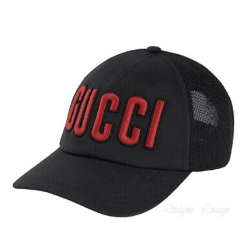 Gucci Embroidered Logo Baseball Cap Black/Red