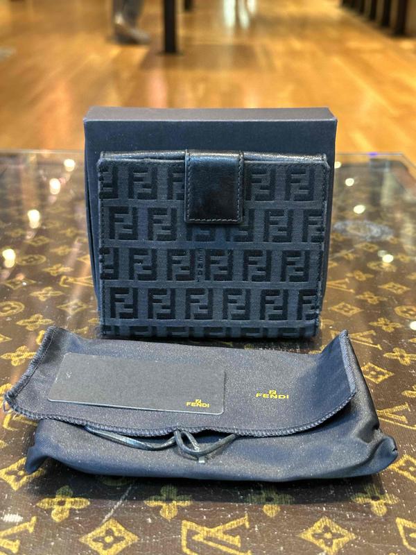 Fendi Black Canvas/Leather Wallet