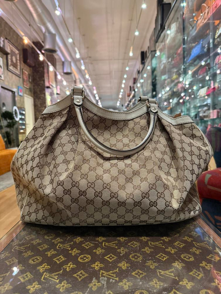 Gucci GG Canvas/Leather Medium Sukey Hobo Bag