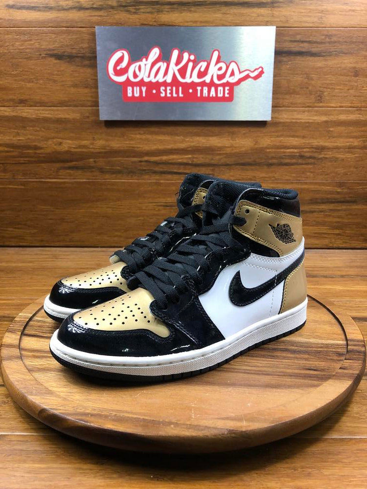 Patent gold toe jordan 1 best sale