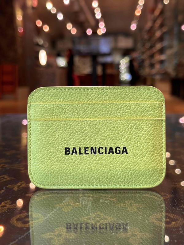 Balenciaga Leather Card Holder Bright Yellow