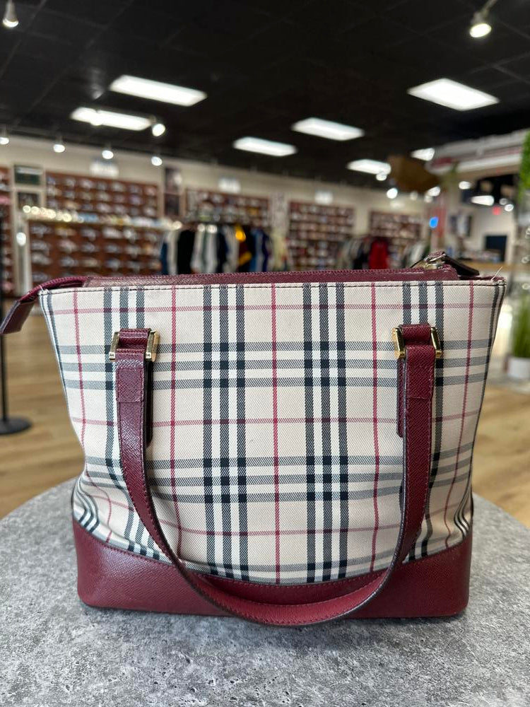 Burberry Nova Check Beige Bordeaux Canvas