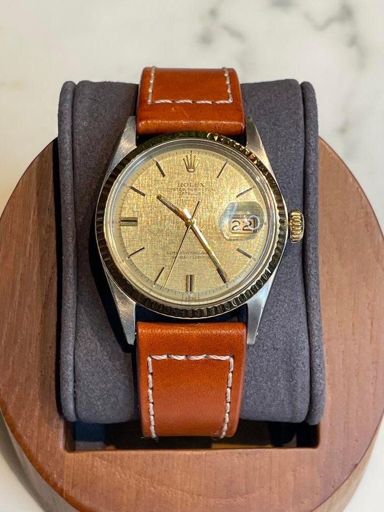 Rolex 36MM Datejust Linen Dial With Leather Strap #0025